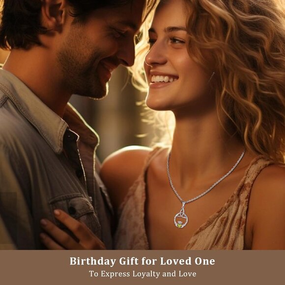 Sterling Silver Claddagh Necklace with Peridot Birthstone 18" Chain Gift for Wom - Picture 3 of 7